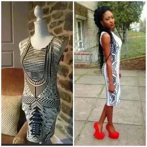 🌟 Blue gold stud pattern design dress body on